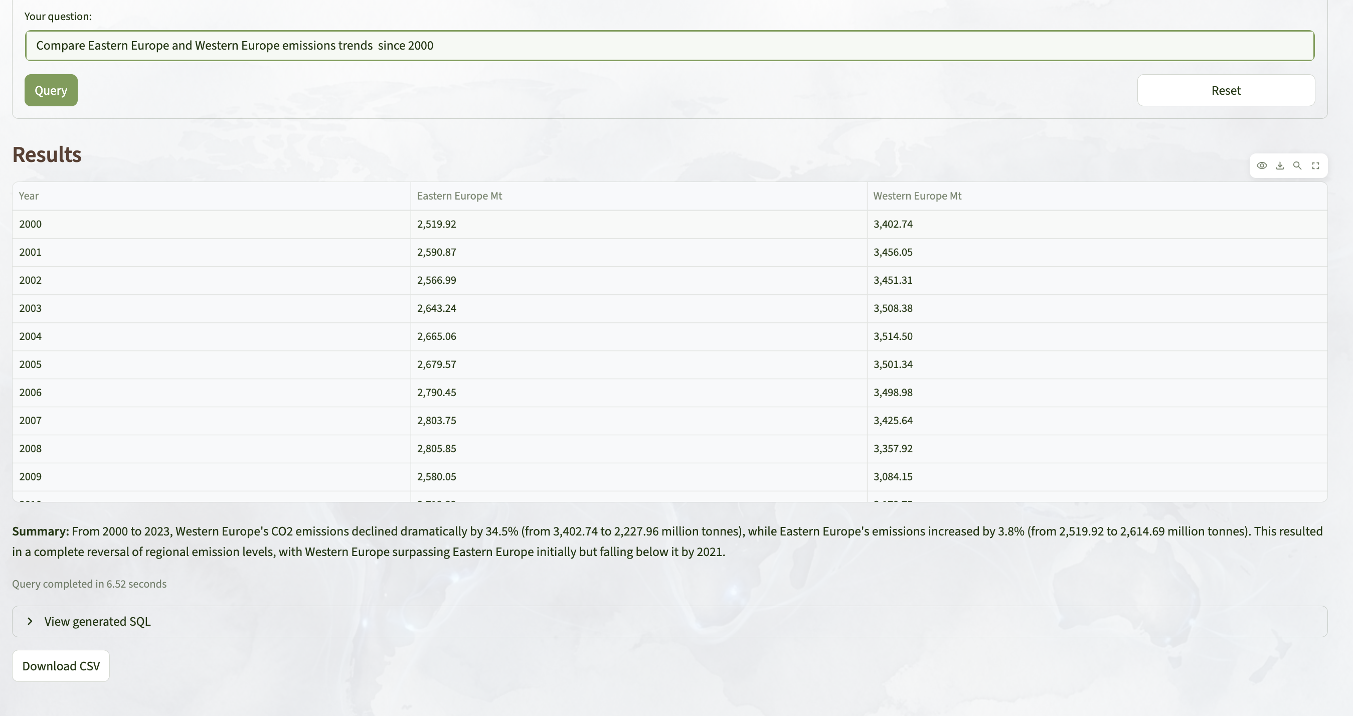 EmissionsQuery screenshot